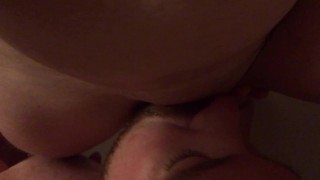 Watch me fill his mouth up with my hot yummy piss in the shower while he licks my tight shaved pussy